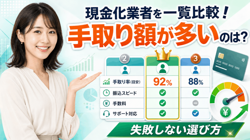 クレジットカード現金化業者を一覧で比較！実際の手取り額が多く残る業者の選び方も解説